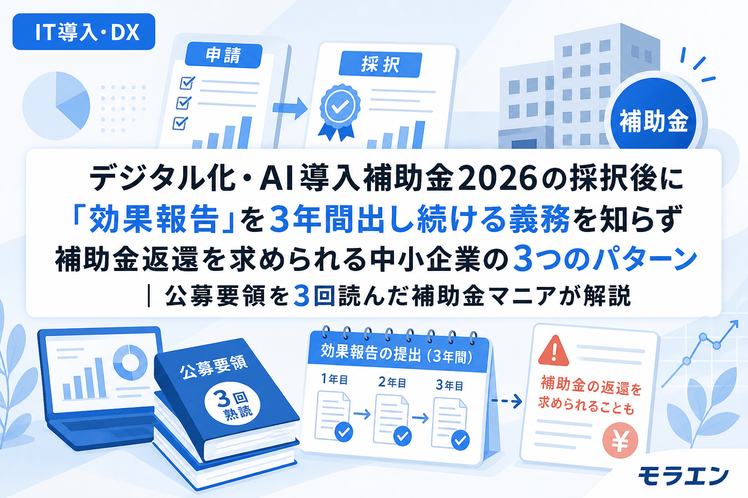 デジタル化・AI導入補助金2026の採択後に「効果報告」を3年間出し続ける義務を知らず補助金返還を求められる中小企業の3つのパターン|公募要領を3回読んだ補助金マニアが解説