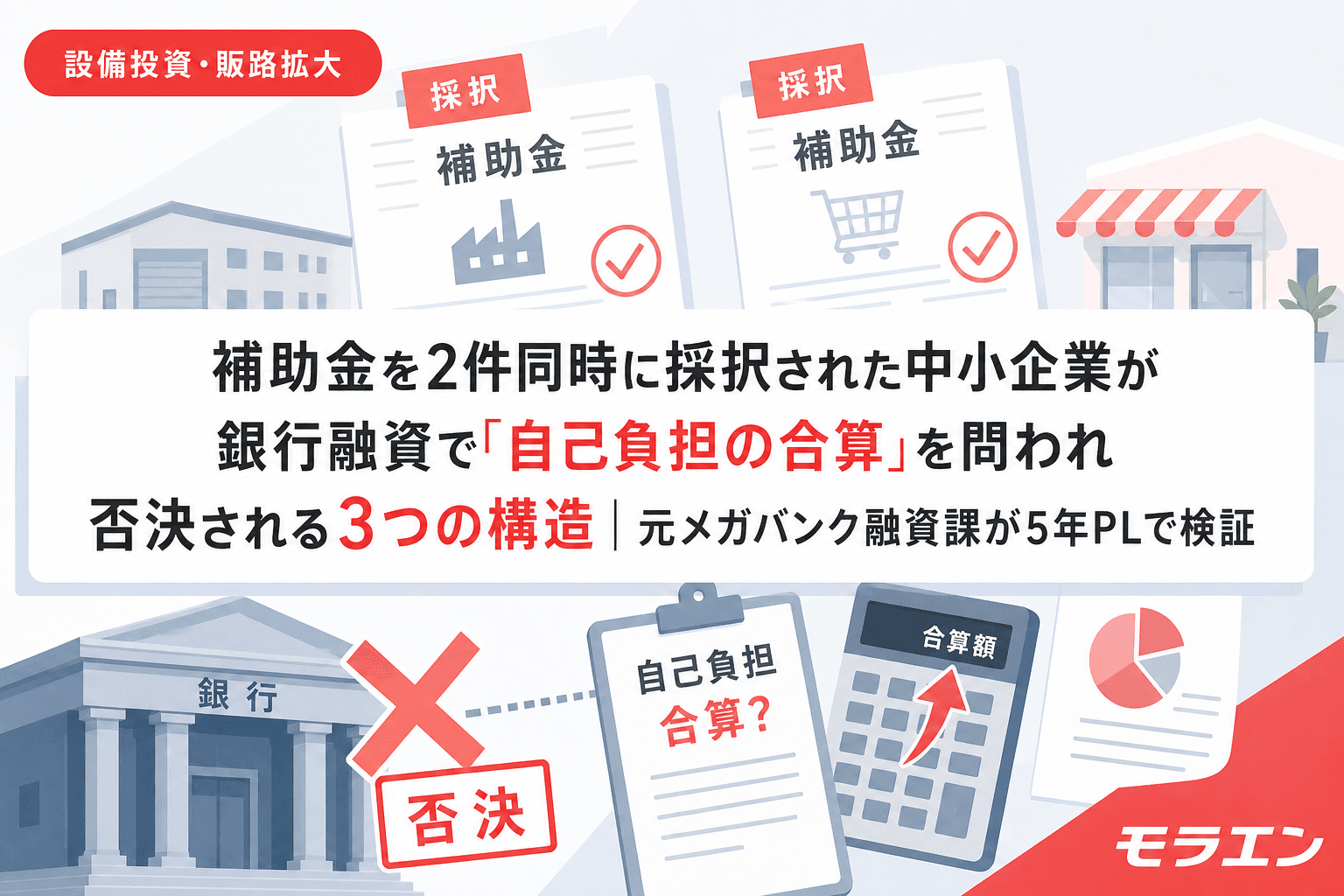 補助金を2件同時に採択された中小企業が銀行融資で「自己負担の合算」を問われ否決される3つの構造|元メガバンク融資課が5年PLで検証