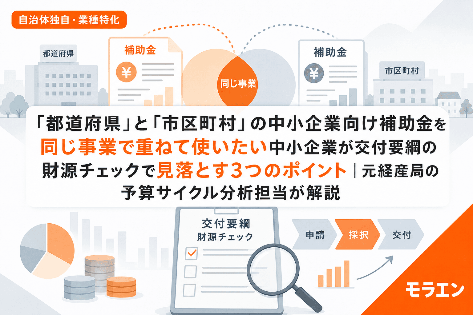 「都道府県」と「市区町村」の中小企業向け補助金を同じ事業で重ねて使いたい中小企業が交付要綱の財源チェックで見落とす3つのポイント|元経産局の予算サイクル分析担当が解説
