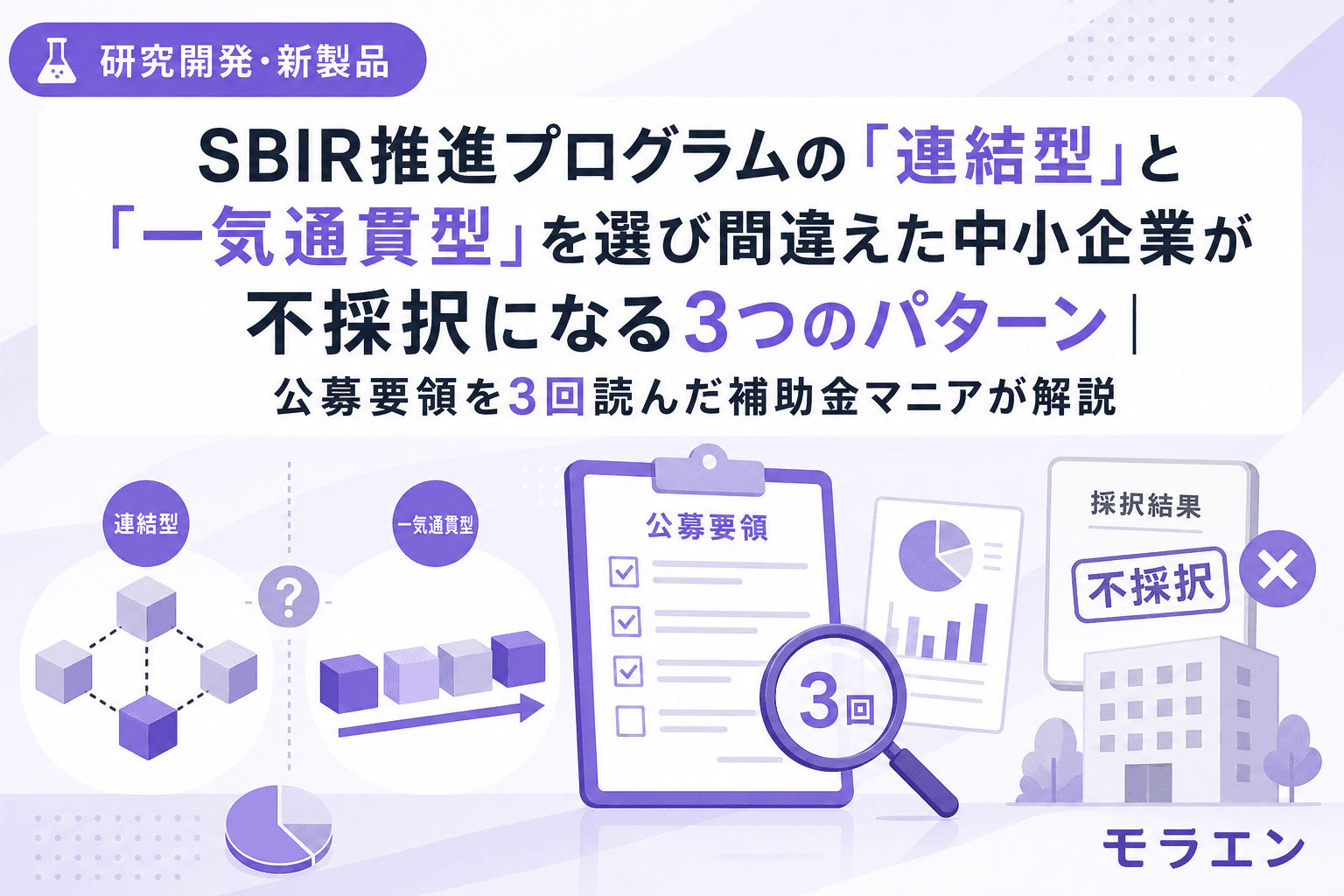 SBIR推進プログラムの「連結型」と「一気通貫型」を選び間違えた中小企業が不採択になる3つのパターン|公募要領を3回読んだ補助金マニアが解説