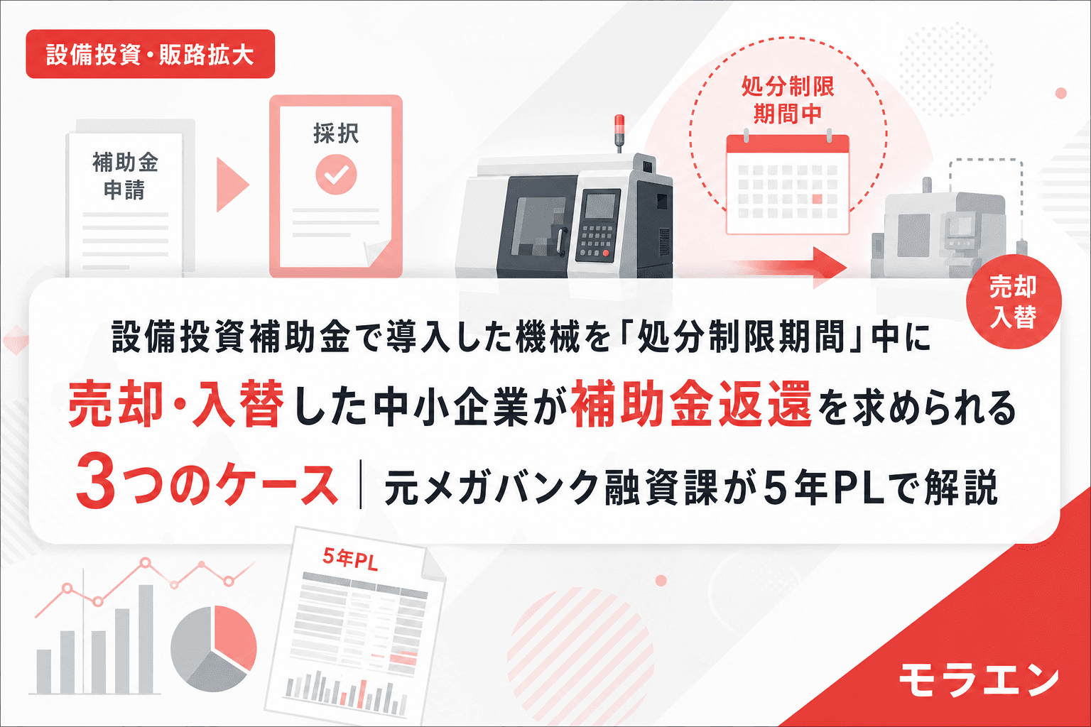 設備投資補助金で導入した機械を「処分制限期間」中に売却・入替した中小企業が補助金返還を求められる3つのケース|元メガバンク融資課が5年PLで解説
