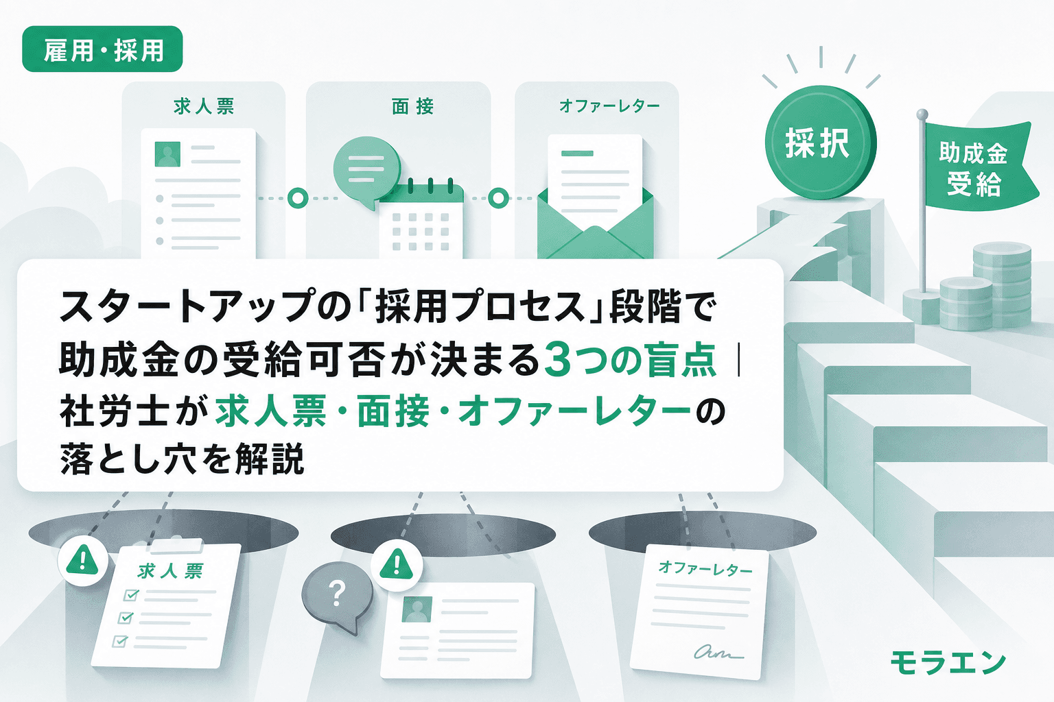 スタートアップの「採用プロセス」段階で助成金の受給可否が決まる3つの盲点|社労士が求人票・面接・オファーレターの落とし穴を解説
